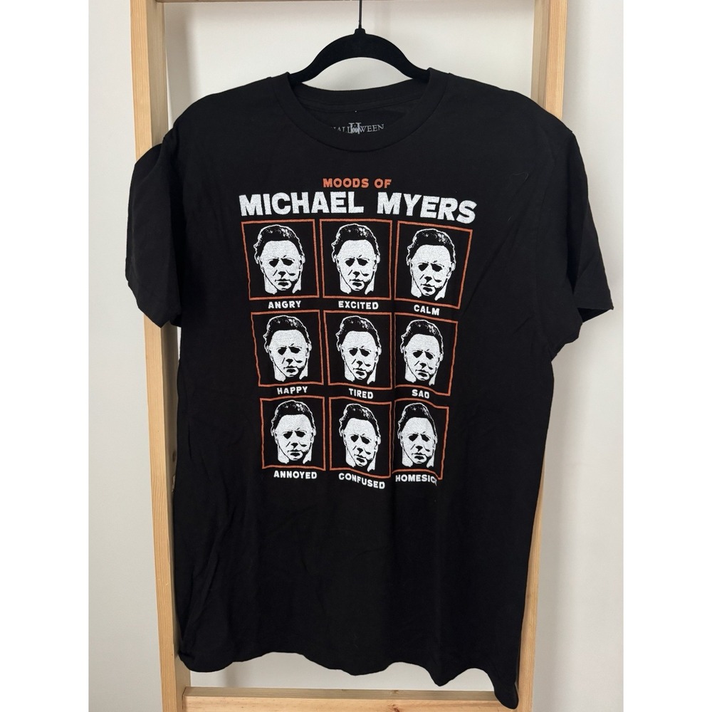 Men's Many Moods Of Michael Myers shirt Large Iconic Halloween‎ (B2)